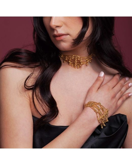 Meraki by Rashmi Bajaj Metallic Golden Bloom Layered Bracelet