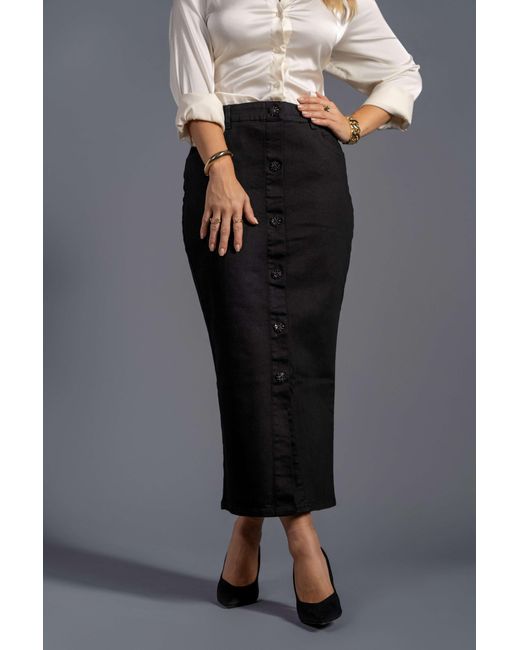 Esther Saadia Black Diamond Stretch Denim Skirt