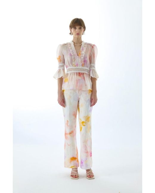 We Are Kindred Pink Josephine Silk Peplum Blouse