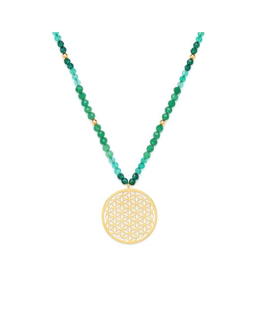 Seven Saints Metallic Joy And Prosperity Flower Of Life Necklace, Aventurine, Spinel, Chrysoprase, All Gender