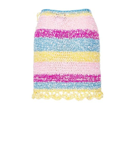 Andreeva Pink Bird Of Paradise Handmade Mini Crochet Skirt