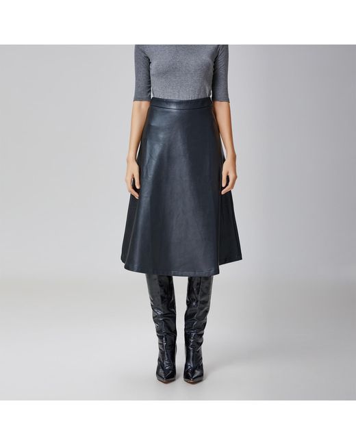 Smart and Joy Black Pu Trapeze Skirt