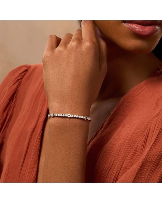 Karma and Luck Metallic Evil Eye & Hamsa Tennis Bracelet – Protection Luxury Jewelry – Warden Of Peace