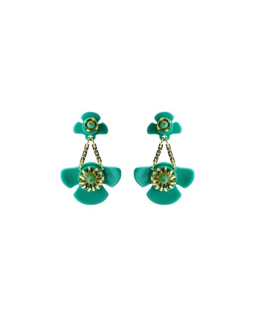 Gissa Bicalho Green Handmade Acrylic Earring Short Wild Flower