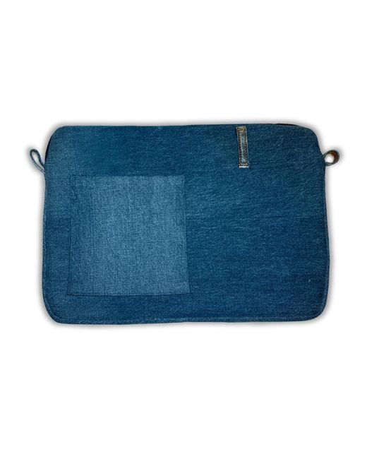 Park + Coop Blue Upcycled Denim Laptop Case for men