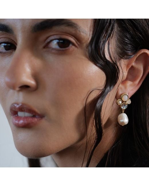 Leeada Jewelry Metallic Marseille Pearl Drop Earrings