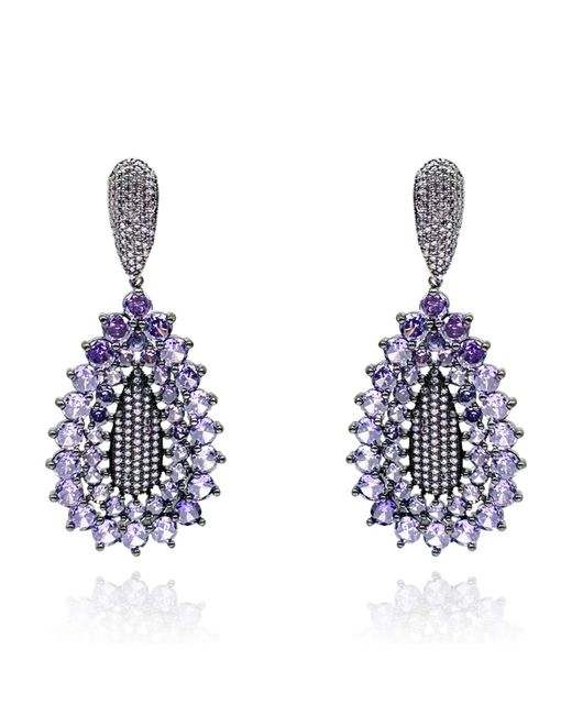 Michael Nash Jewelry Amethyst Pave Cubic Zircounium Drop Earrings