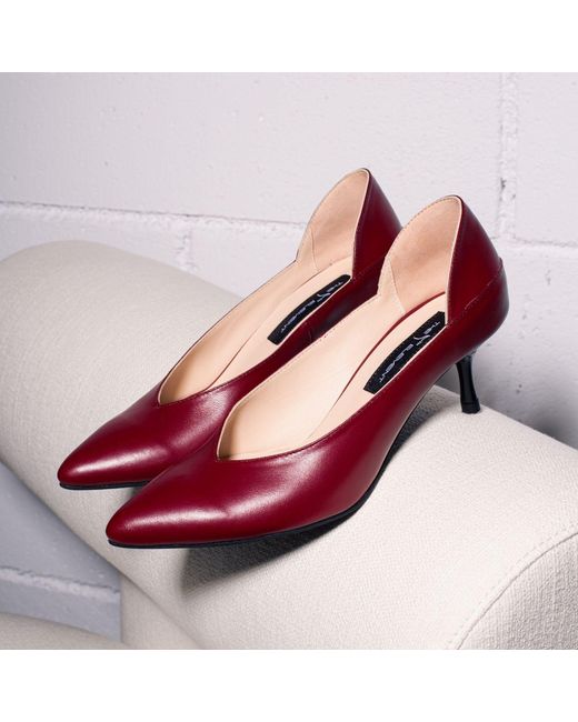 The 5Th Element Pink Celine Burgundy Leather Kitten Heels