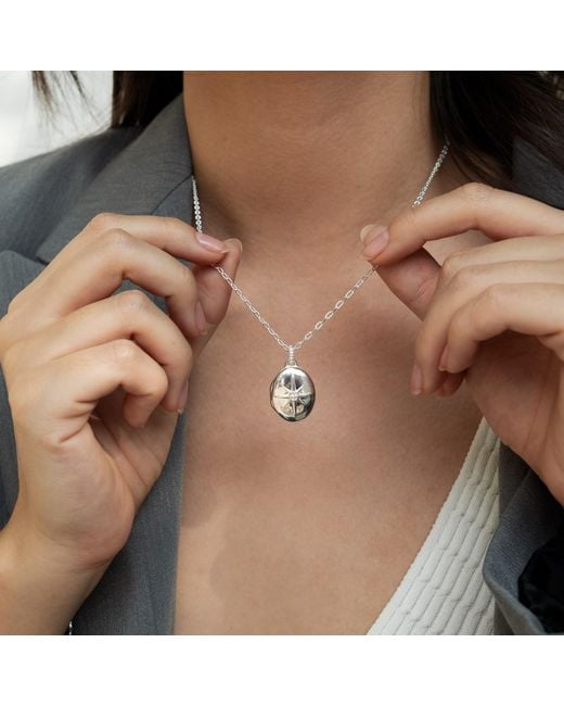 Dower & Hall Metallic Diamond Starburst Oval Locket