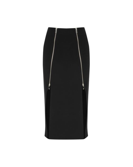 Nocturne Black Pencil Skirt With Zipper Design