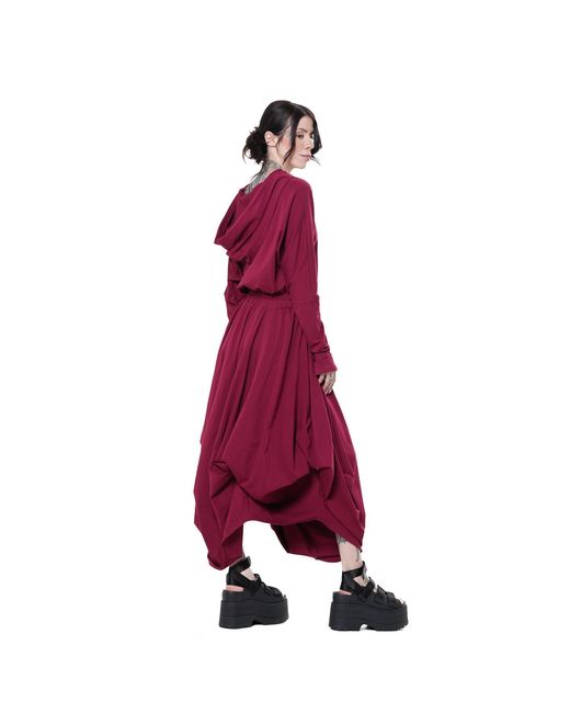 Metamorph Purple Hooded Midi Dress