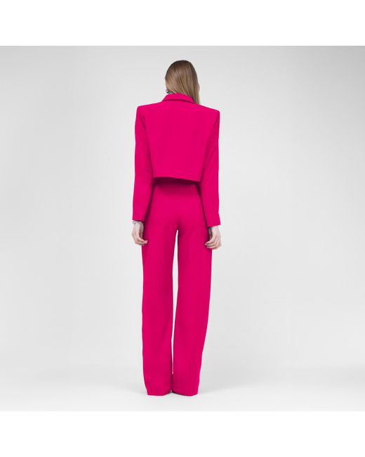 BLUZAT Pink Fuchsia Straight-cut Trousers With Stripe Detail