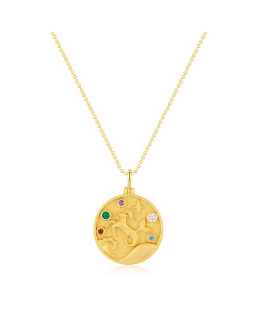 Azura Jewelry New York Metallic Capricorn Zodiac Mantra Necklace Vermeil