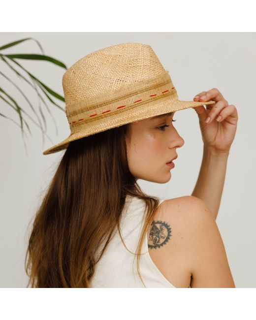 Justine Hats Natural Neutrals Elegant Handmade Fedora Straw Hat