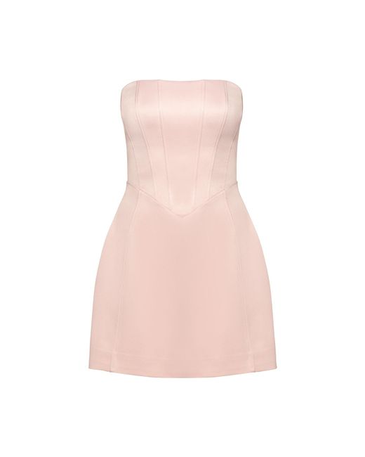 Tia Dorraine Pink Strapless Satin Mini Dress