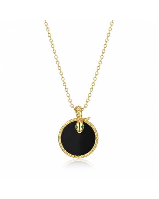 Ormiro Metallic Eternal Serpent Onyx Necklace