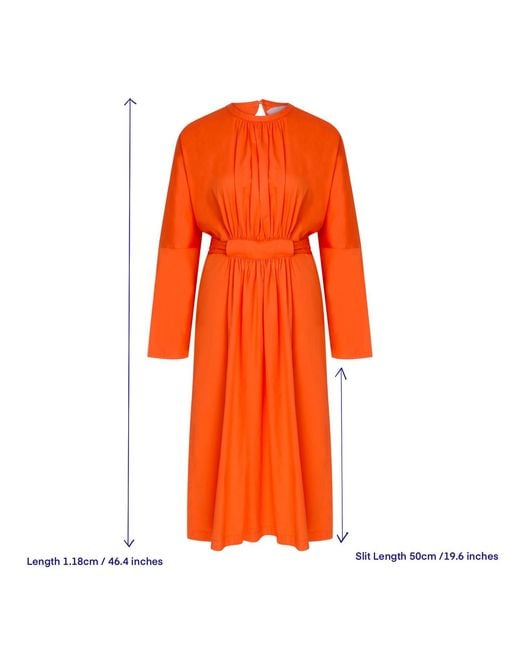NAZLI CEREN Martha Open Back Cotton Dress In Orange