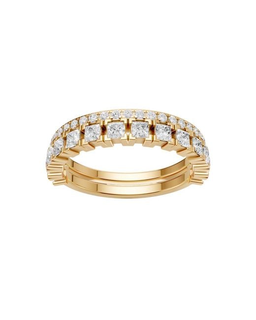 Aya Fine Jewelry Metallic Princess Cut & Round Lab Diamond Double Band Ring