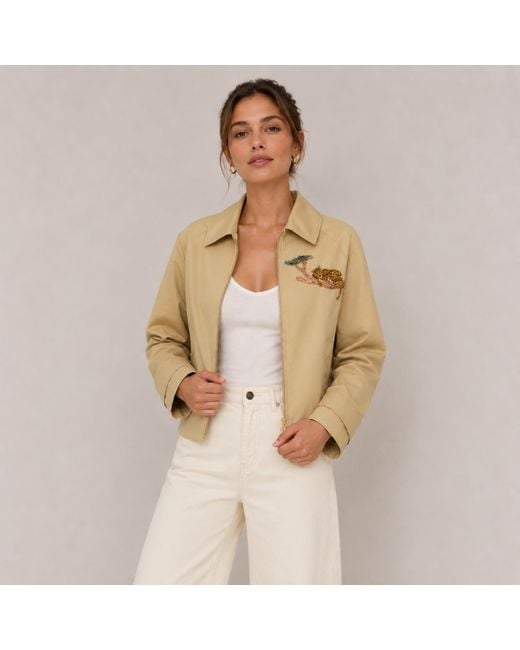 House of Laines London Natural Neutrals Laines Couture Hand Embellished Leopard Cropped Trench