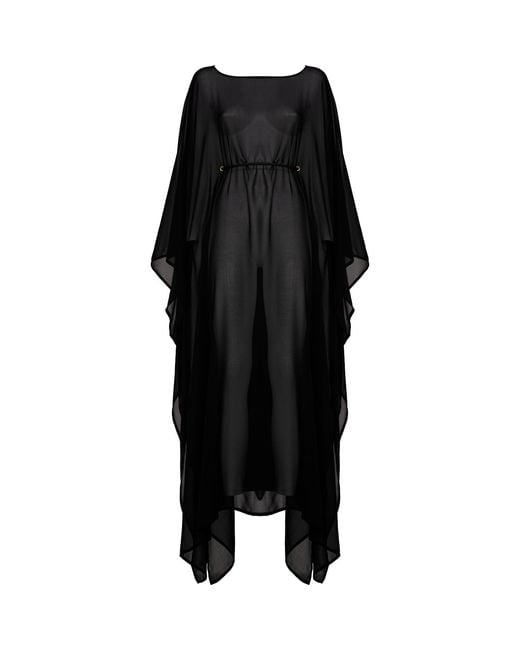 ANTONINIAS Black Vellichor Chiffon Beach Overlay With Adjustable Rope