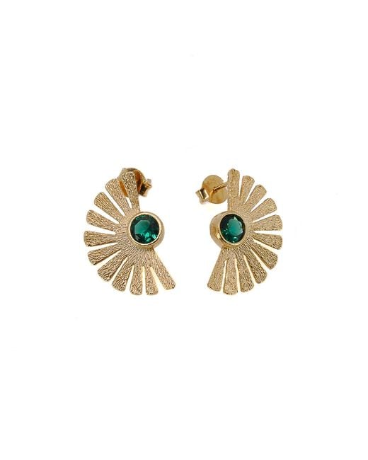 Ebru Jewelry Metallic Sterling Plated Jade Gemstone Cleopatra Earring