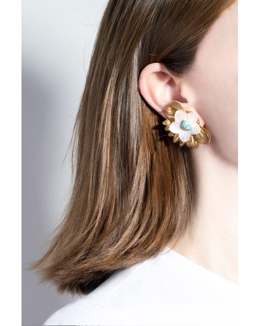 Pats Jewelry Metallic Pink Flower Earrings