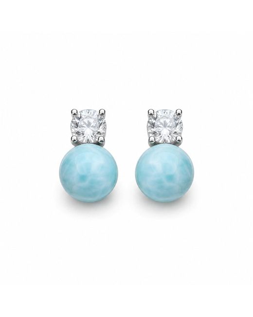Ormiro Blue Mermaid's Tear Larimar Stud Earrings