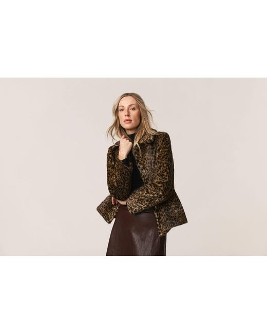 ISSY LONDON Brown Isla Vegan Faux Fur Jacket Cheetah