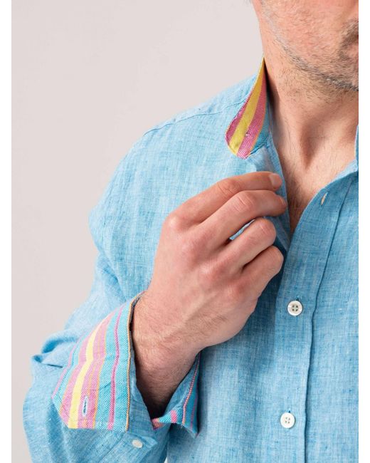 Koy Clothing Blue Linen Shirt for men