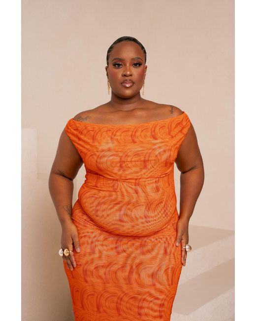Ofuure Orange Iza Cowl Maxi Dress