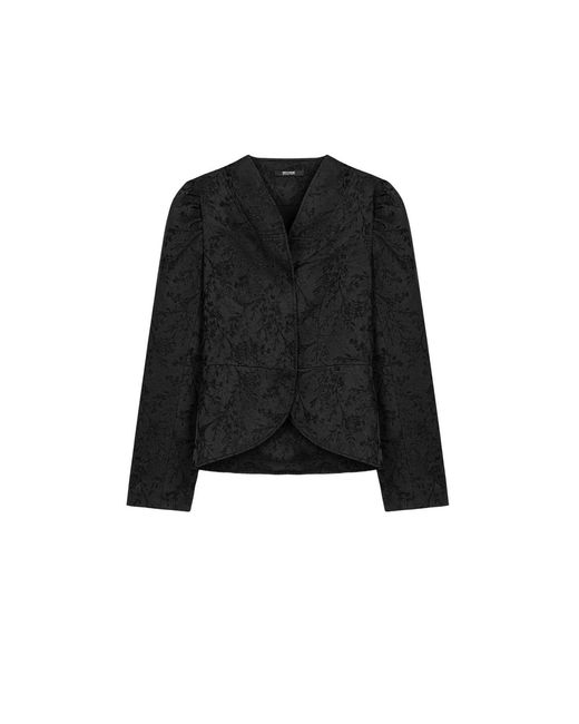 Nocturne Black Jacquard Balloon Sleeve Wrap Jacket
