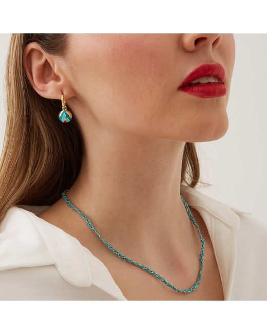 Spero London Blue Handmade Rope Braided Sterling Beaded Chain Necklace