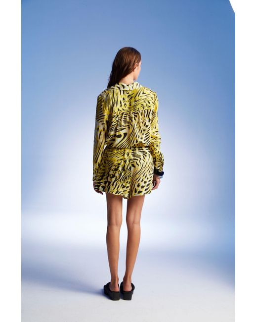 Nocturne Yellow Draped Printed Shirt