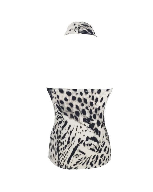 Me & Thee Black Needless To Say Leopard Animal Print Halter Neck Top