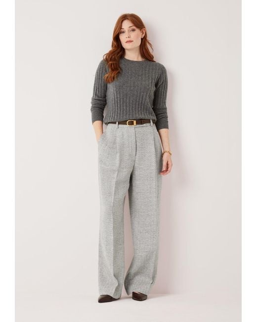 Loop Cashmere Gray Cashmere Wide Rib Sweater