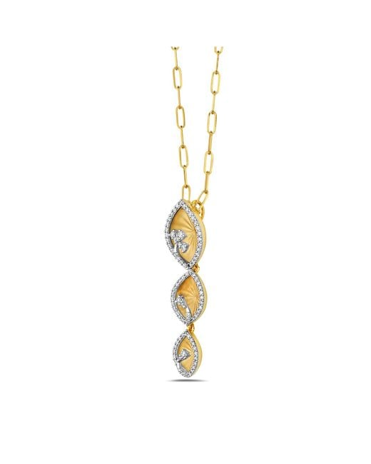 Artisan Metallic Marquise Leaf Necklace Yellow Gold Natural Diamond Handmade Jewelry