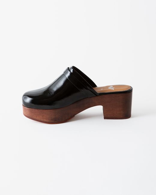 Fortress Brown Abby Platform Clog Crinkle Patent