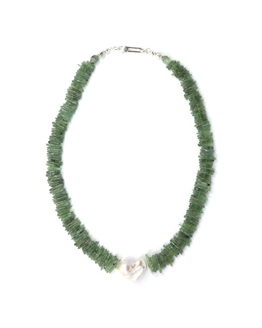 Shar Oke Green Kyanite & Freshwater Pearl Necklace