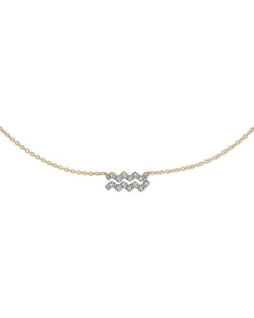 Heather Hawkins Jewelry Metallic Horoscope Zodiac Aquarius Waves Water Symbol Fine Diamond Fourteen Karat Necklace