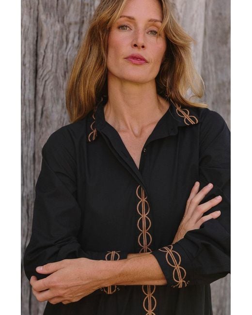 Adrift Clothing Black Winslow Button Through Dress