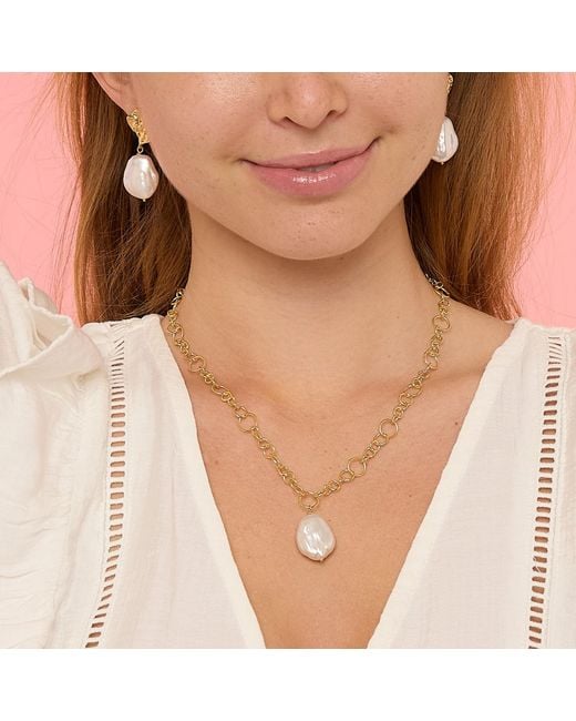 Pearls of the Orient Online Metallic Decus Keishi Pearl Drop Necklace On Chunky Chain