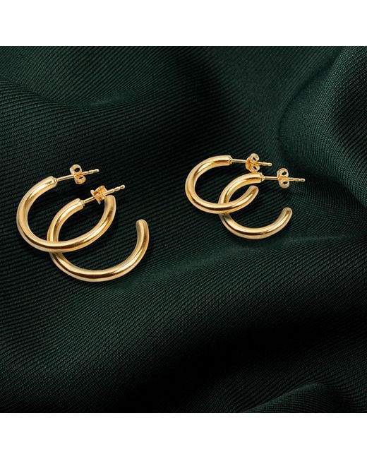 The Jewellery Store London Metallic Plain Open Hoop Studs Earrings
