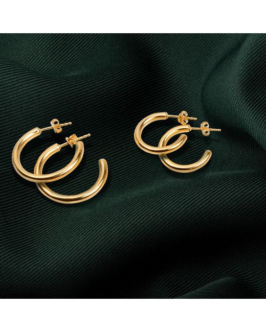 The Jewellery Store London Metallic Plain Open Hoop Studs Earrings