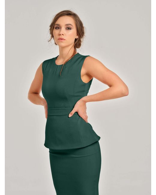 Tia Dorraine Green Emerald Dream Sleeveless Waist-fitted Top