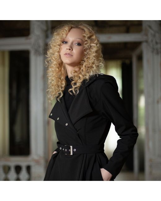 RainSisters Black Double Breasted Coat With Belt