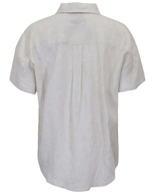 Lords of Harlech Gray Neutrals Lara Paisley Explosion Ivory Linen Printed Shirt
