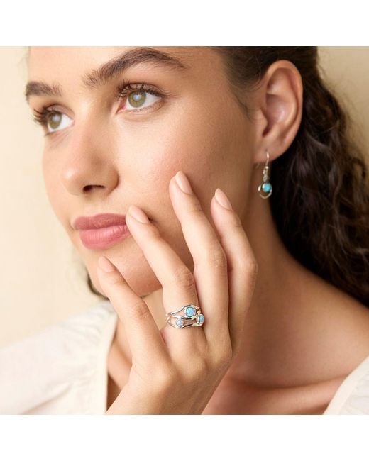 Isla Silver Blue Three Fire Opal Gemstone Ring