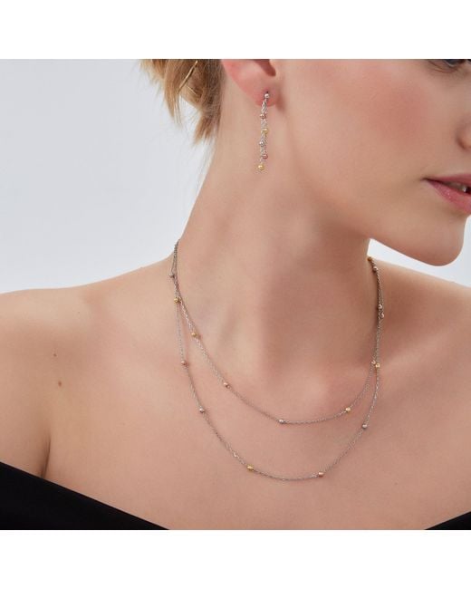 Spero London Metallic Rose Dorissa Multicolour Sterling Beaded Double Necklace
