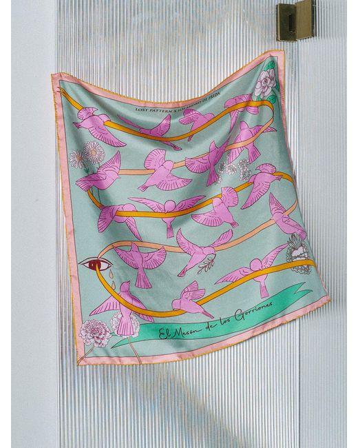 Lost Pattern Multicolor Frida X Lost Pattern House Of Frida Silk Bandana Scarf