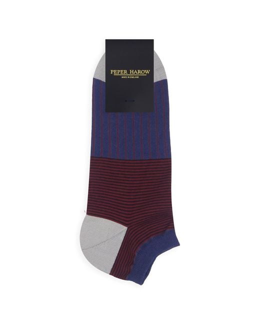 Peper Harow - Made in England Brown Oxford Stripe & Classic Burnt Trainer Socks Bundle for men